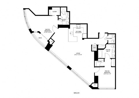 A black and white image of a floor plan for a house.